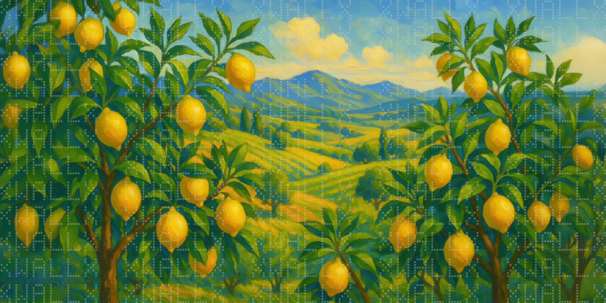 Lemon Orchard Panorama Wallpaper