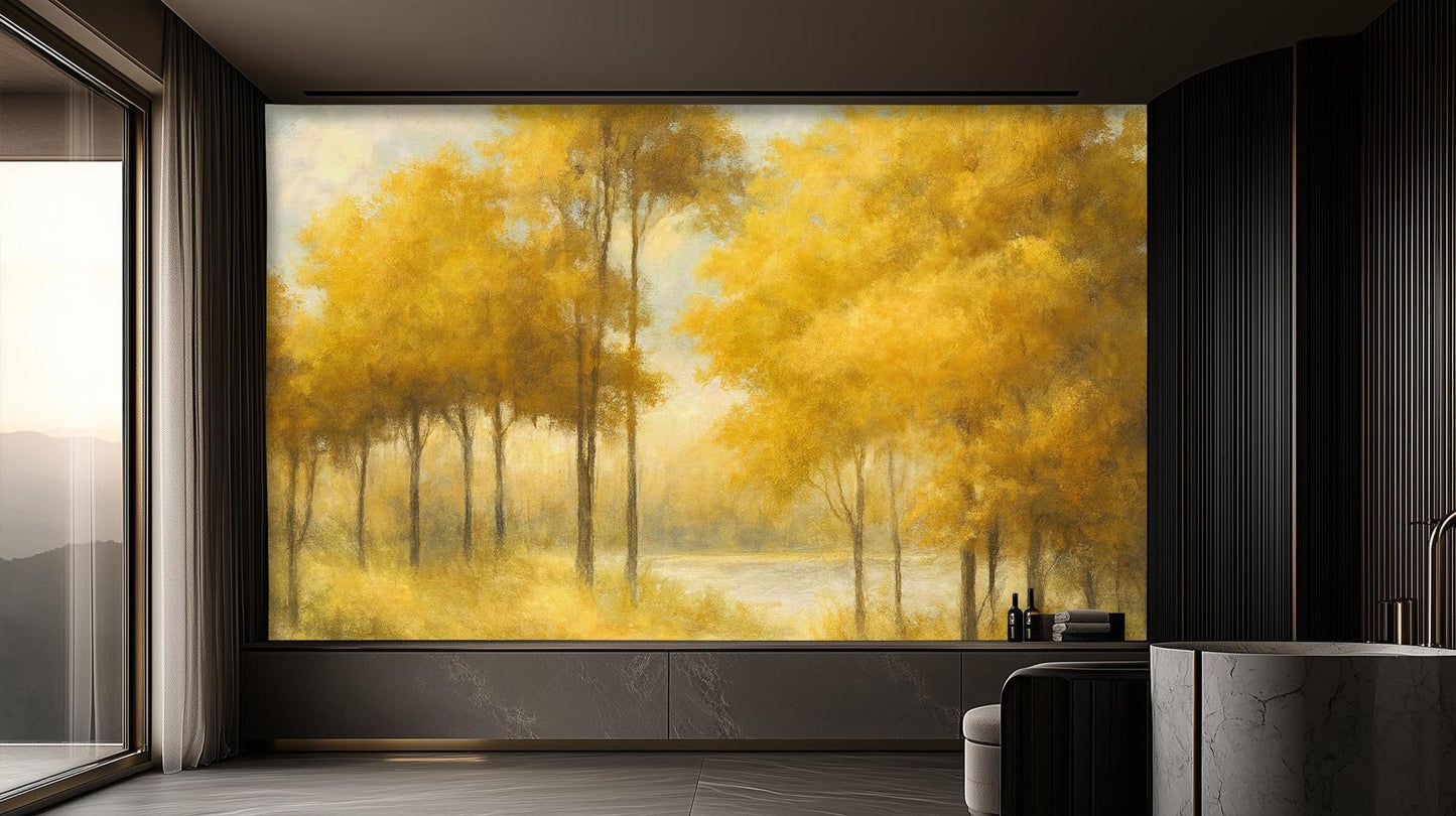 Contemporary Yellow wallpaper for Living Room