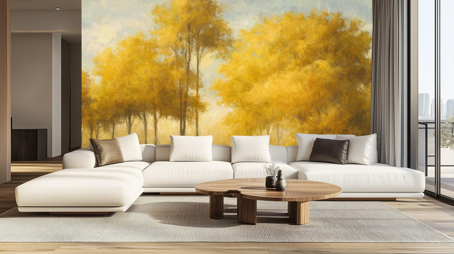 Contemporary Yellow wallpaper for Living Room