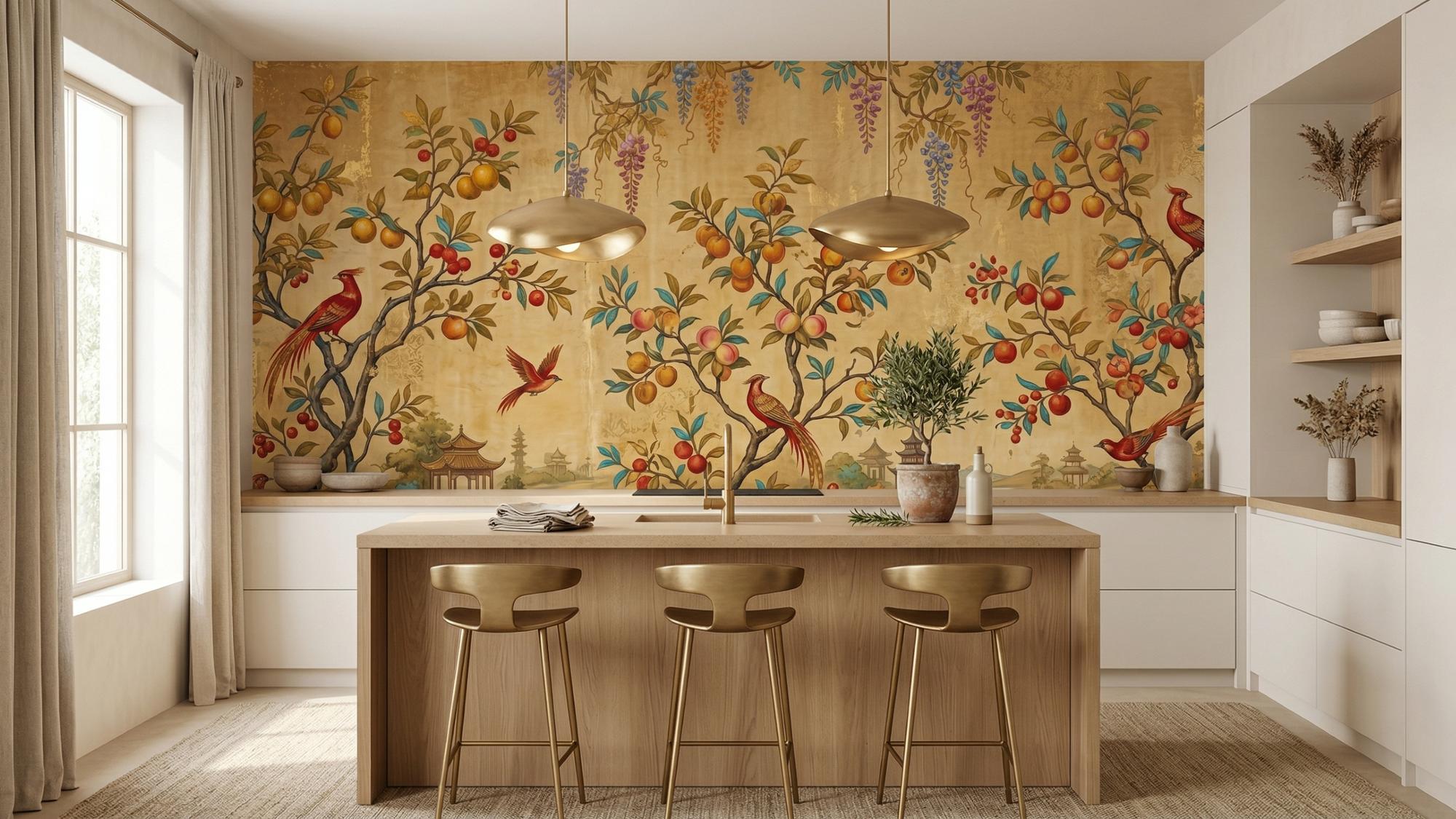 Traditional Yellow wallpaper for Kitchen