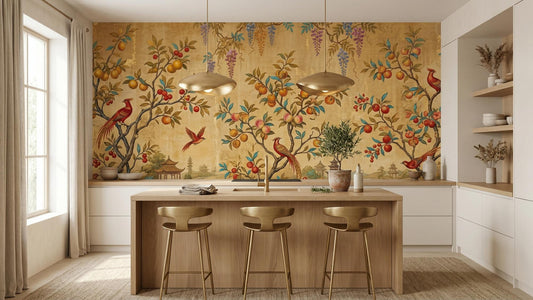 Traditional Yellow wallpaper for Kitchen